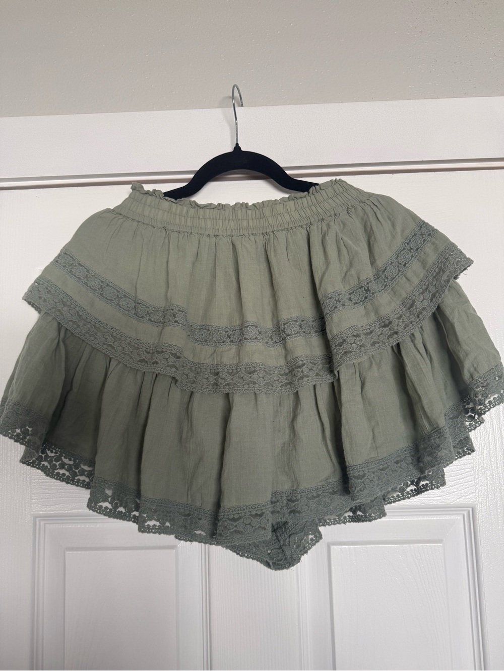 American Eagle Outfitters Olive Green Tiered Lace Skirt - Picture 5 of 5